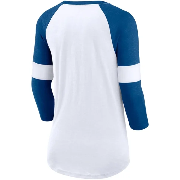 Indianapolis colts nike womens football pride slub 34 raglan sleeve t shirt Whiteheathered royal M