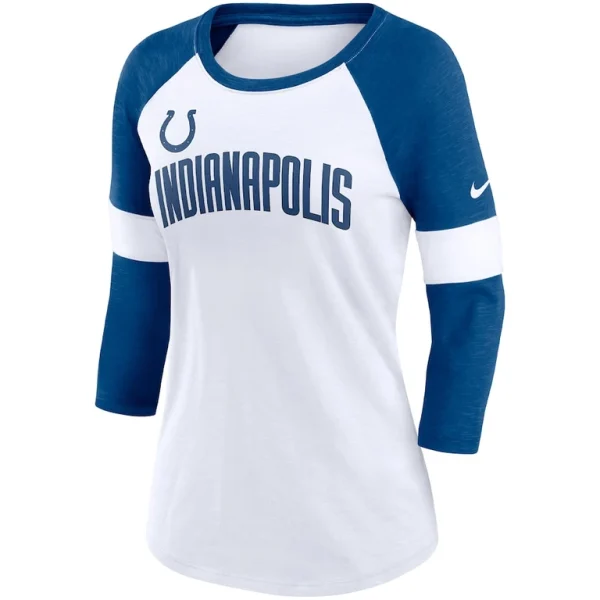 Indianapolis colts nike womens football pride slub 34 raglan sleeve t shirt Whiteheathered royal S