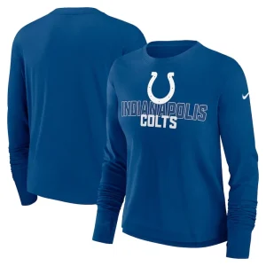 Indianapolis colts nike womens modest crop performance long sleeve t shirt Royal