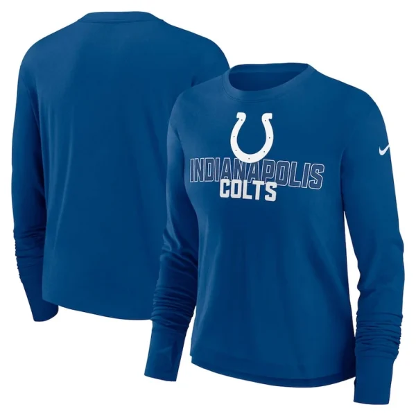 Indianapolis colts nike womens modest crop performance long sleeve t shirt Royal
