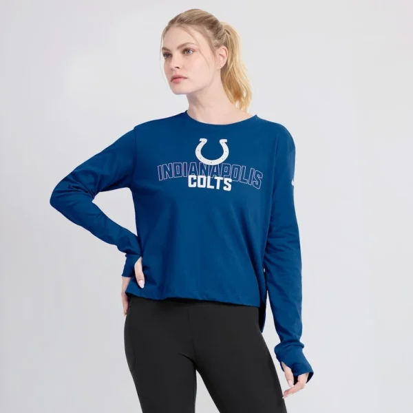 Indianapolis colts nike womens modest crop performance long sleeve t shirt Royal L