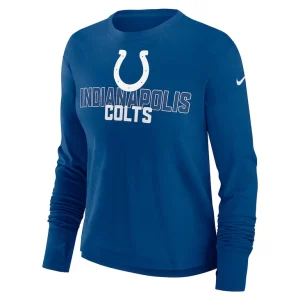Indianapolis colts nike womens modest crop performance long sleeve t shirt Royal S