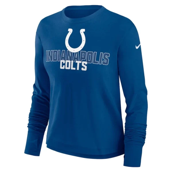 Indianapolis colts nike womens modest crop performance long sleeve t shirt Royal S