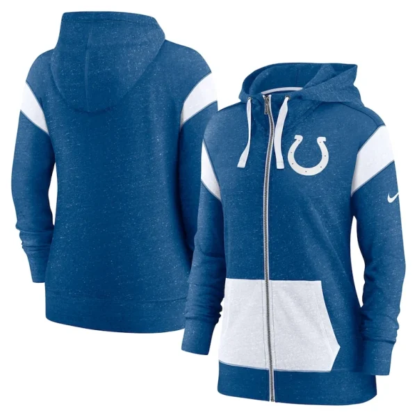 Indianapolis colts nike womens monaco lightweight full zip hoodie Heather royalwhite