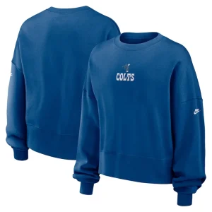 Indianapolis colts nike womens oversized rewind pullover sweatshirt Royal