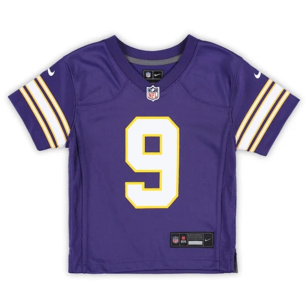 J.j. mccarthy minnesota vikings nike infant alternate player game jersey Purple 18 MO