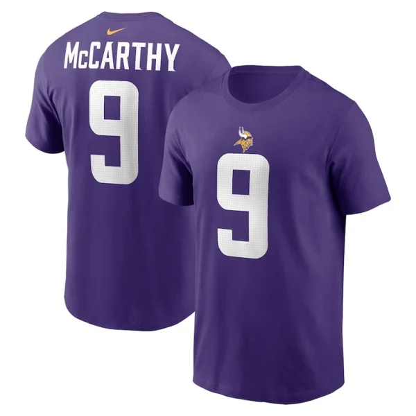 J.j. mccarthy minnesota vikings nike name number t shirt Purple