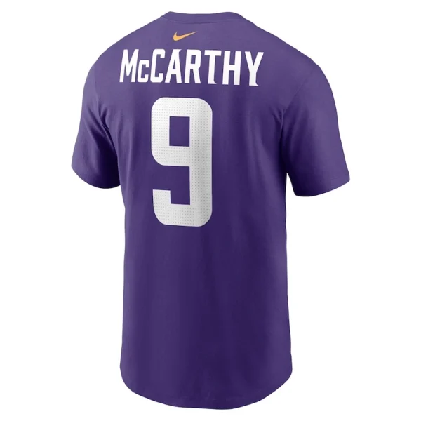 J.j. mccarthy minnesota vikings nike name number t shirt Purple L