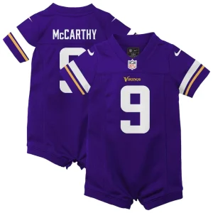 J.j. mccarthy minnesota vikings nike newborn infant romper game jersey Purple