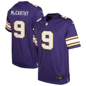 J.j. mccarthy minnesota vikings nike youth classic alternate player game jersey Purple