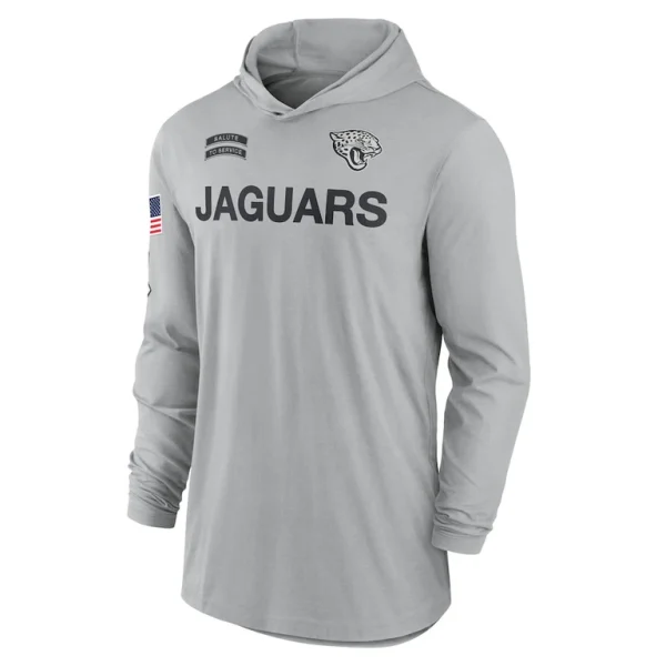 Jacksonville jaguars nike 2024 salute to service lightweight performance long sleeve hooded t shirt Gray M