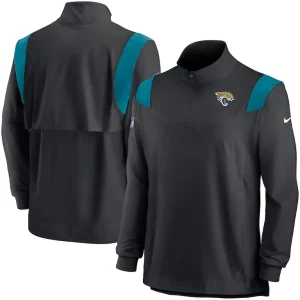 Jacksonville jaguars nike sideline coach chevron lockup quarter zip long sleeve top Black