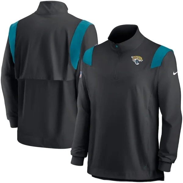 Jacksonville jaguars nike sideline coach chevron lockup quarter zip long sleeve top Black