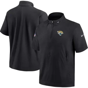 Jacksonville jaguars nike sideline coach short sleeve hoodie quarter zip jacket Black