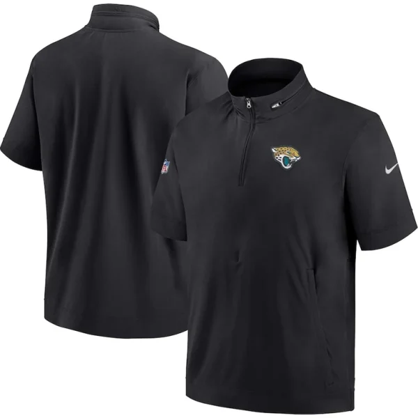 Jacksonville jaguars nike sideline coach short sleeve hoodie quarter zip jacket Black