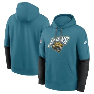 Jacksonville jaguars nike throwback alternate logo team issue club pullover hoodie Teal