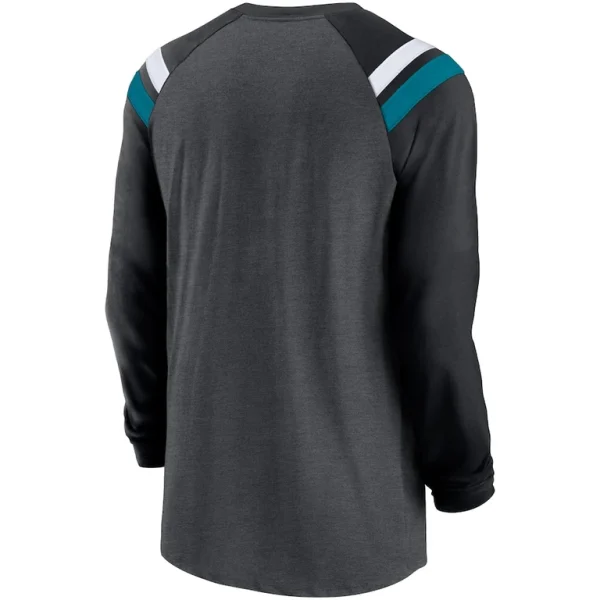 Jacksonville jaguars nike tri blend raglan athletic long sleeve fashion t shirt Heathered charcoalblack L