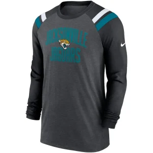 Jacksonville jaguars nike tri blend raglan athletic long sleeve fashion t shirt Heathered charcoalblack M