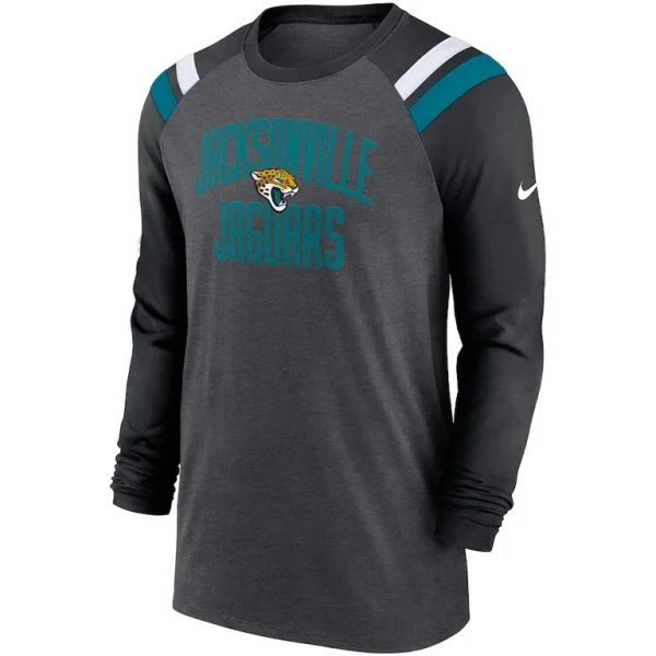 Jacksonville jaguars nike tri blend raglan athletic long sleeve fashion t shirt Heathered charcoalblack M