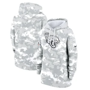 Jacksonville jaguars nike womens 2024 salute to service club fleece oversized pullover hoodie Arctic camo