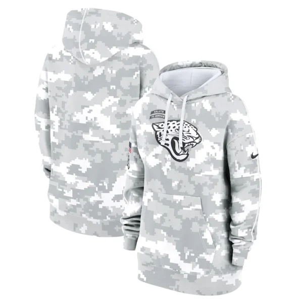 Jacksonville jaguars nike womens 2024 salute to service club fleece oversized pullover hoodie Arctic camo