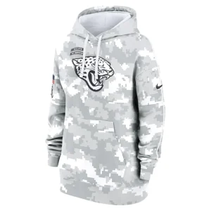 Jacksonville jaguars nike womens 2024 salute to service club fleece oversized pullover hoodie Arctic camo S
