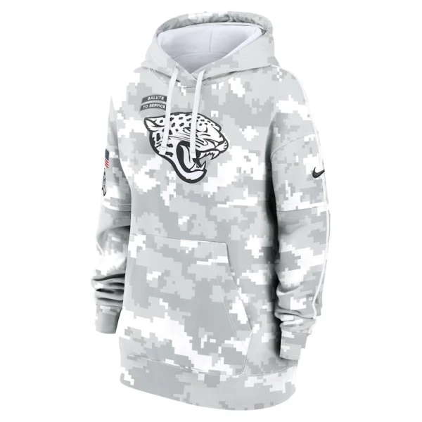 Jacksonville jaguars nike womens 2024 salute to service club fleece oversized pullover hoodie Arctic camo S
