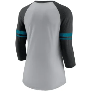 Jacksonville jaguars nike womens stripe mesh nickname tri blend 34 sleeve t shirt Heathered grayblack M