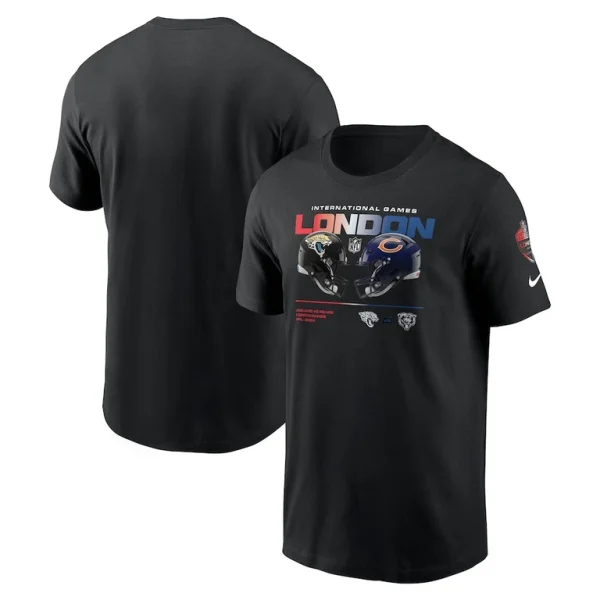 Jacksonville jaguars vs. chicago bears nike international games london 2024 t shirt Black