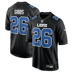 Jahmyr gibbs detroit lions nike fashion jersey Carbon black