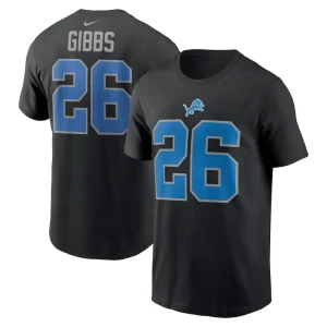 Jahmyr gibbs detroit lions nike name number t shirt Black
