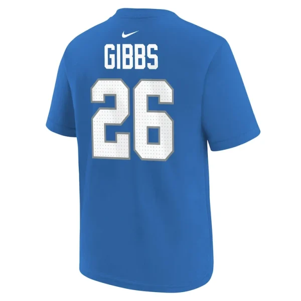 Jahmyr gibbs detroit lions nike youth player name number t shirt Blue Yth L