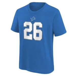 Jahmyr gibbs detroit lions nike youth player name number t shirt Blue Yth M