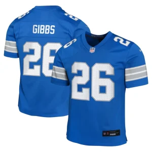 Jahmyr gibbs detroit lions nike youth team player game jersey Blue