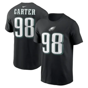 Jalen carter philadelphia eagles nike player name number t shirt Black