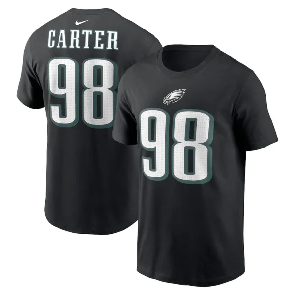 Jalen carter philadelphia eagles nike player name number t shirt Black