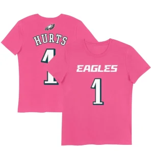 Jalen hurts philadelphia eagles girls youth player name number t shirt Pink