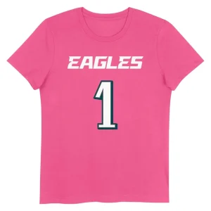 Jalen hurts philadelphia eagles girls youth player name number t shirt Pink Yth M
