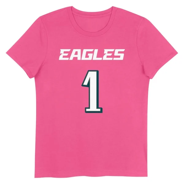 Jalen hurts philadelphia eagles girls youth player name number t shirt Pink Yth M