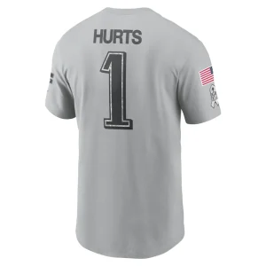 Jalen hurts philadelphia eagles nike 2024 salute to service name number t shirt Gray L