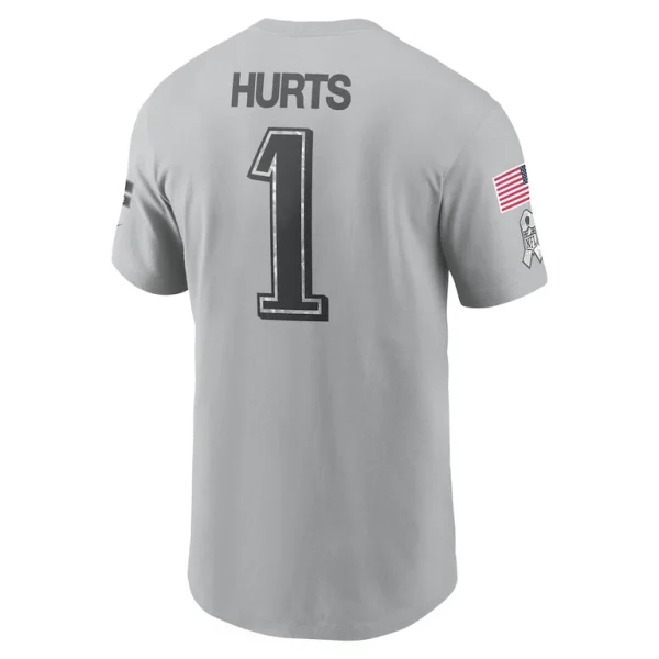 Jalen hurts philadelphia eagles nike 2024 salute to service name number t shirt Gray L
