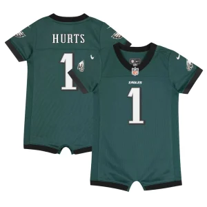 Jalen hurts philadelphia eagles nike newborn infant game romper jersey Midnight green