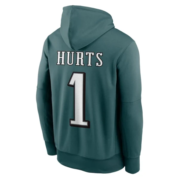 Jalen hurts philadelphia eagles nike player name number performance pullover hoodie Green L