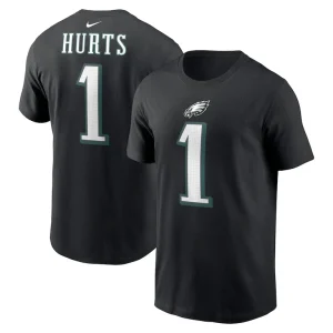Jalen hurts philadelphia eagles nike player name number t shirt Black