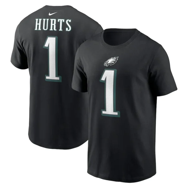 Jalen hurts philadelphia eagles nike player name number t shirt Black