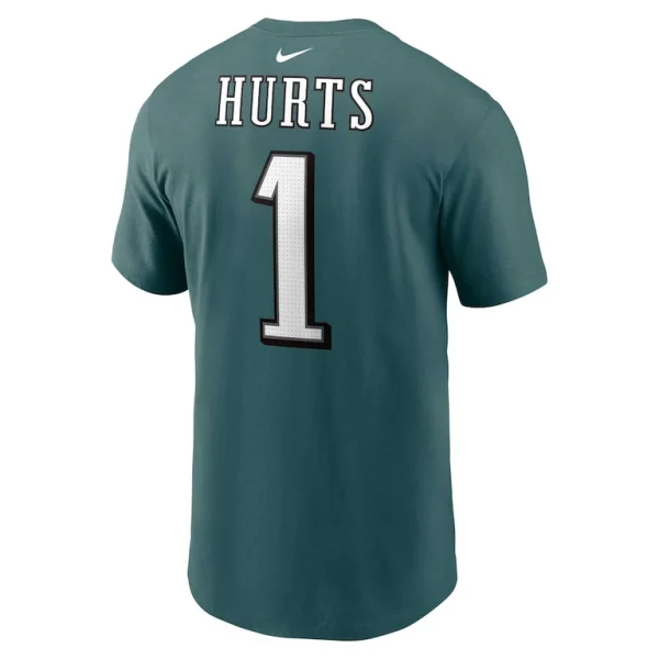 Jalen hurts philadelphia eagles nike player name number t shirt Midnight green L