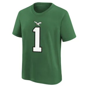 Jalen hurts philadelphia eagles nike preschool player name number t shirt Kelly green 56