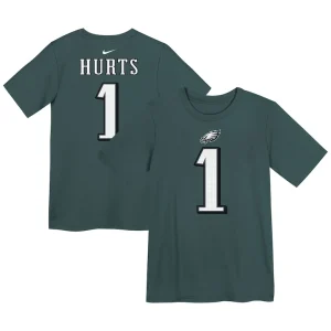 Jalen hurts philadelphia eagles nike preschool player name number t shirt Midnight green