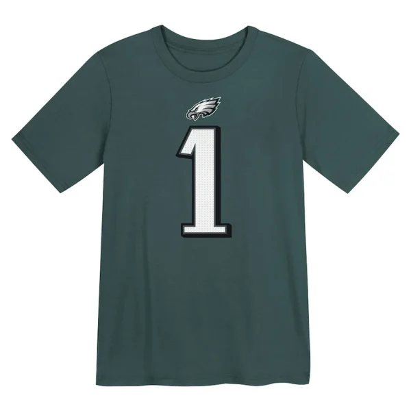 Jalen hurts philadelphia eagles nike preschool player name number t shirt Midnight green 56