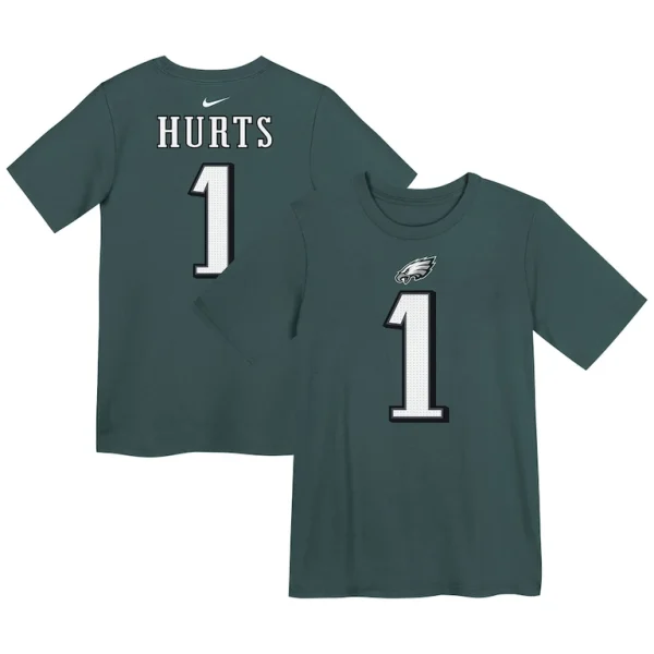 Jalen hurts philadelphia eagles nike preschool player name number t shirt Midnight green